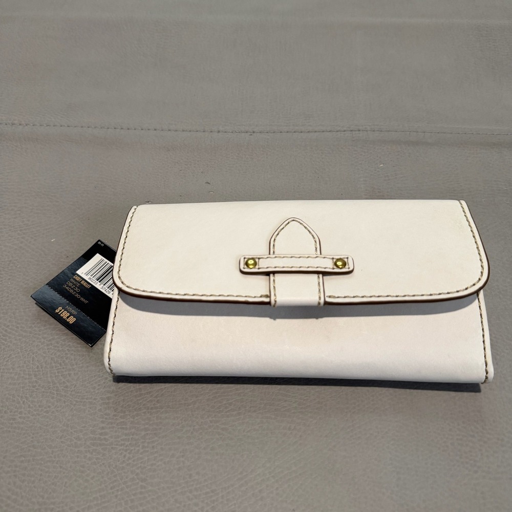 New Frye Casey Wallet Off-White Leather Flap‎ Clutch DB230 34DB230